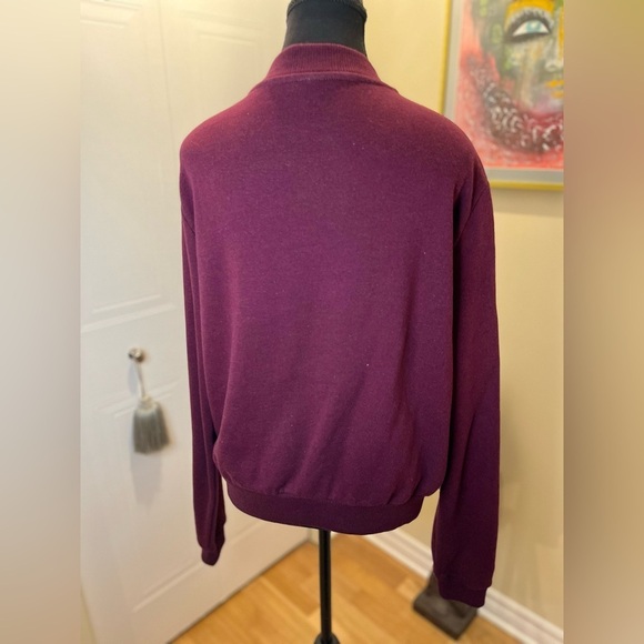 NWOT/ H&M  Bomber Style Sweatshirt/ eggplant,zip fr,side pockets,notch collar - Picture 3 of 10